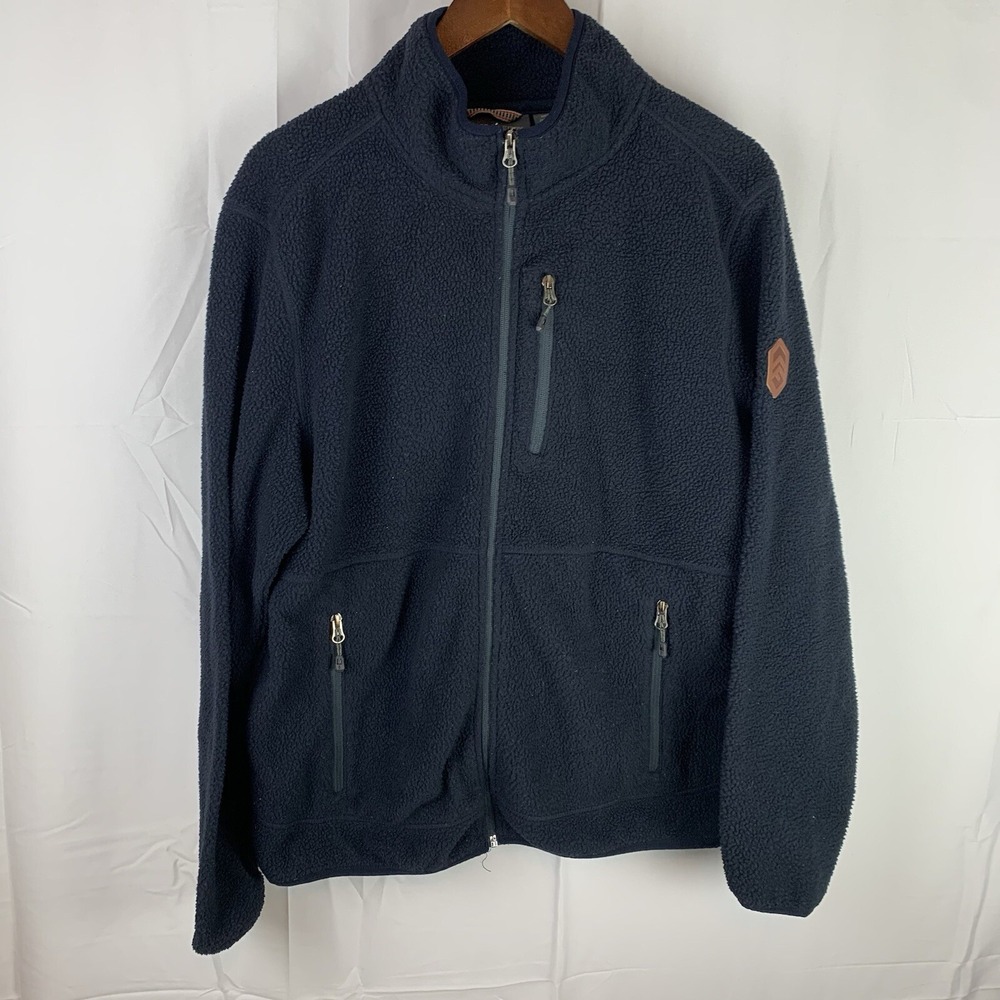Free Country Men's Free Cycle Zip Up Highland Sherpa Pile Jacket Sz Medium Navy